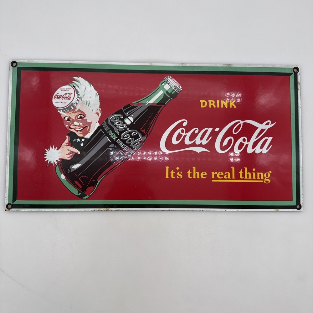 Vintage Coca-Cola Metal Sign Sprite Boy Drink Coke Its The Real Thing Tin Sign